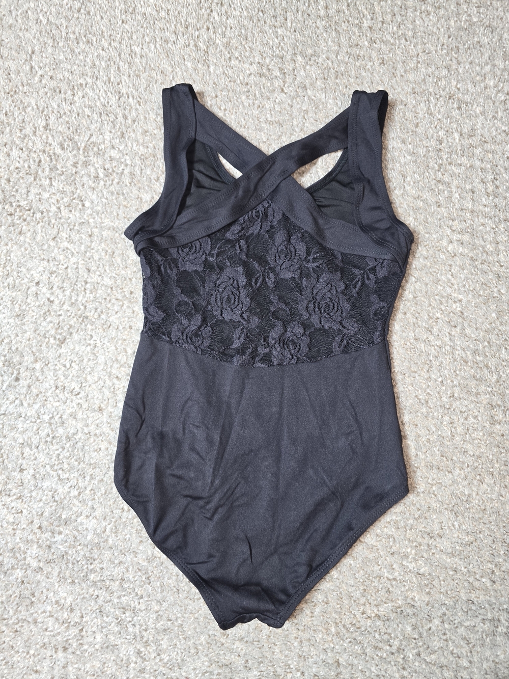 Danz N Motion Girl's Ballet Black Lace Detail Tank Leotard Size 12-14
